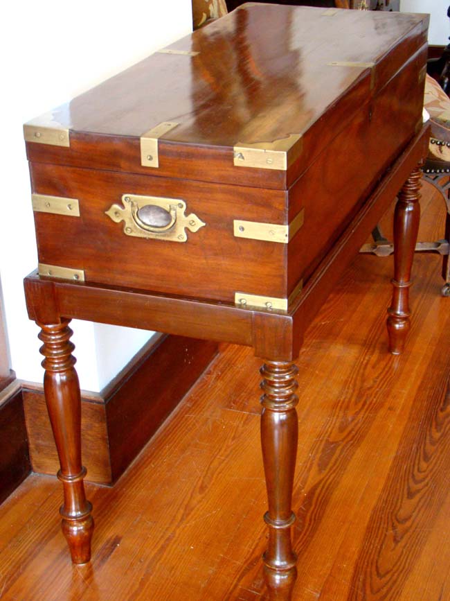 A fabulous 19th century mahogany British Campaign Chest on stand circa 1840 — image 5